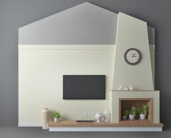 现代居家背景墙3d模型下载