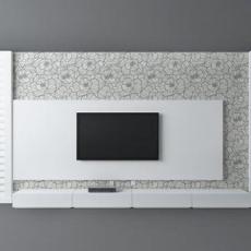 现代简约白色电视背景墙3d模型下载