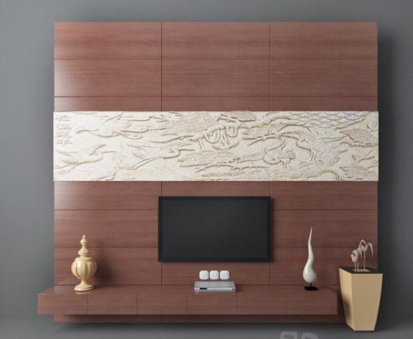 棕色木质背景墙3d模型下载