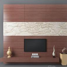 棕色木质背景墙3d模型下载