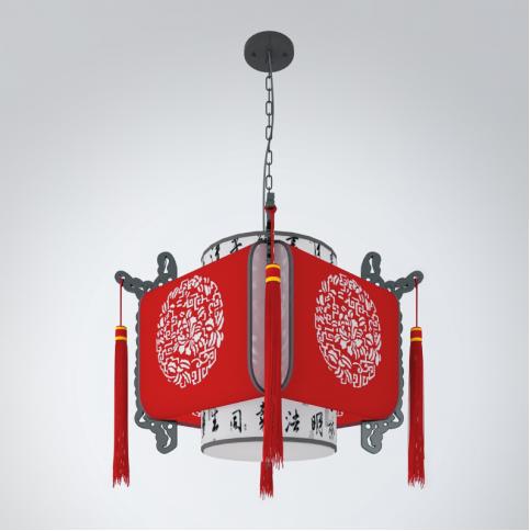 中式红色吊灯3d模型