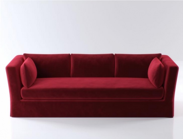 红色多人沙发单体模型