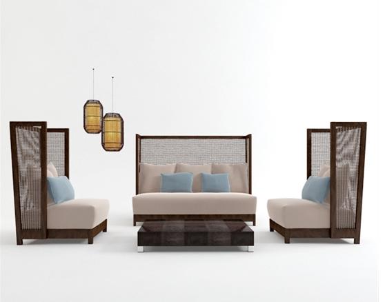 新中式风格沙发组合 3d模型下载