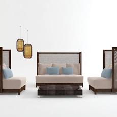 新中式风格沙发组合 3d模型下载