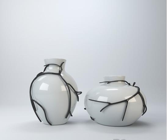 中式铁艺花瓶摆件3d模型下载