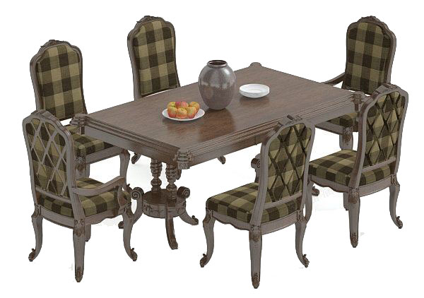 木质餐桌3d模型下载