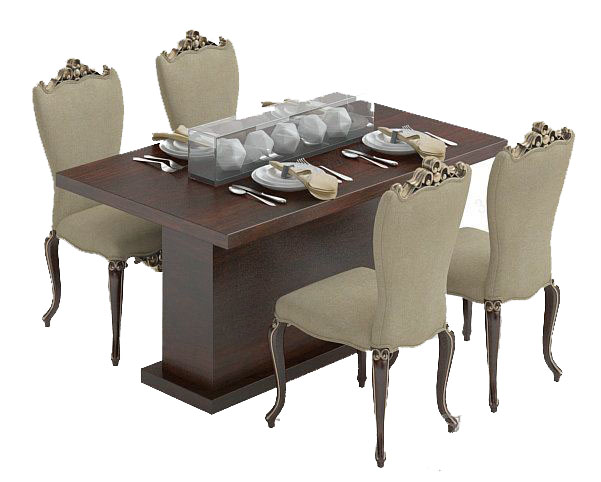 欧式木质餐桌max3d模型下载