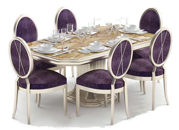 欧式家庭餐桌3d模型下载