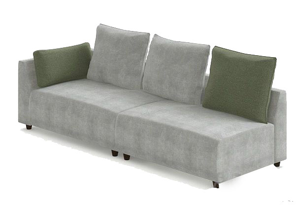 灰色三人沙发3d模型下载