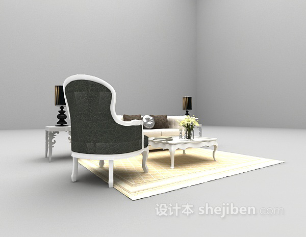 欧式清新沙发组合3d模型