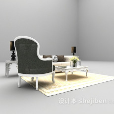 欧式清新沙发组合3d模型下载