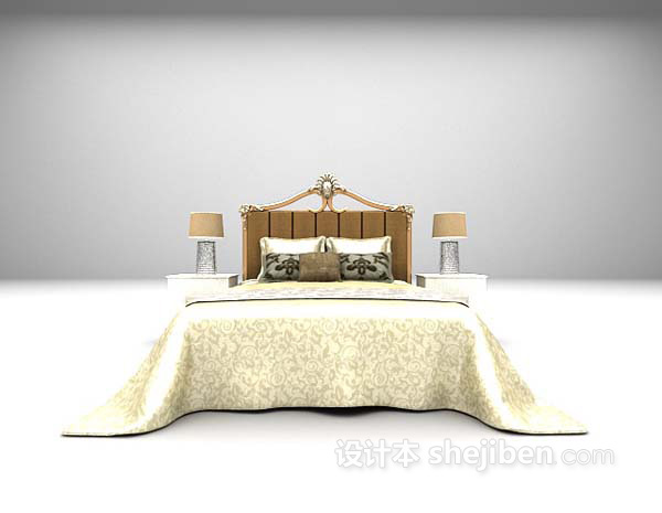 欧式古典风格双人床3d模型下载