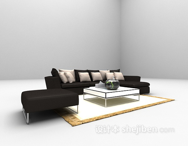 黑色皮质沙发3d模型下载