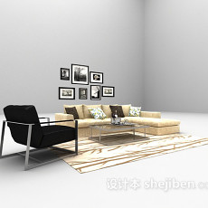 家庭沙发组合3d模型下载