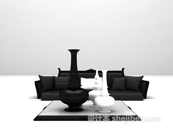 黑白组合沙发3d模型下载
