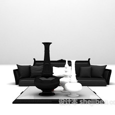 黑白组合沙发3d模型下载