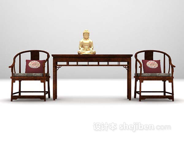 中式桌椅组合3d模型下载推荐