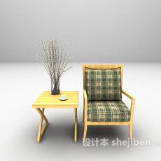 田园风格单人沙发3d模型下载