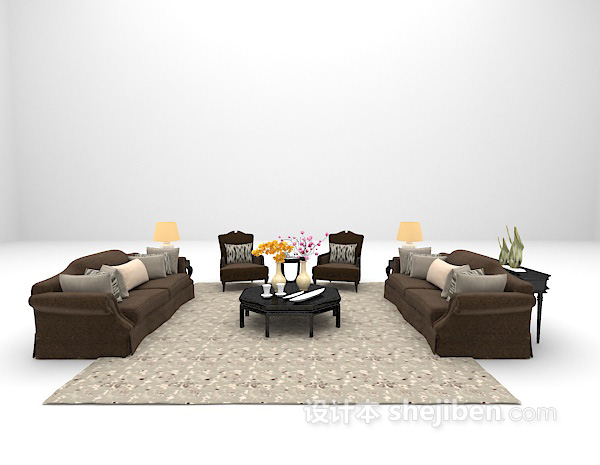 家庭组合沙发3d模型