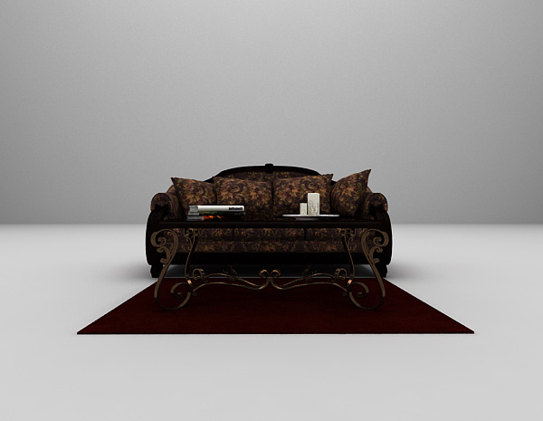 欧式复古沙发3d模型下载