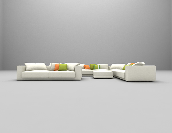 白色组合沙发3d模型欣赏