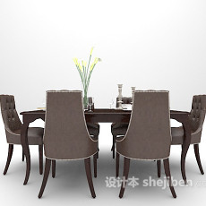 欧式家庭餐桌组合3d模型下载