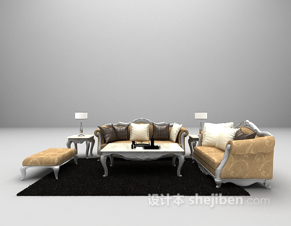 沙发组合欧式风格3d模型下载
