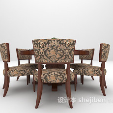 欧式花纹桌椅3d模型下载