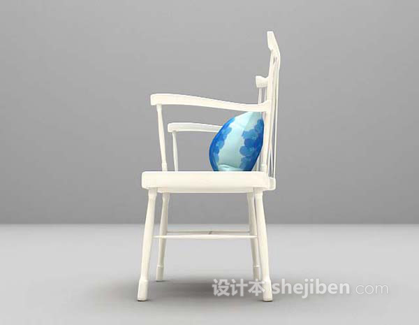 现代风格白色木质家居椅3d模型下载