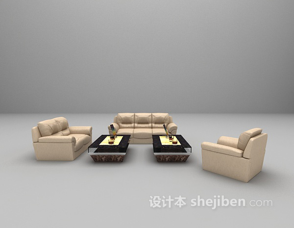 家庭组合沙发3d模型