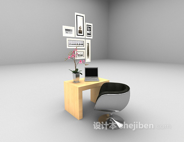 现代风格现代书桌免费推荐3d模型下载