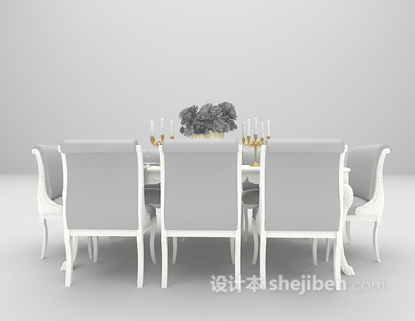 欧式灰色桌椅模型下载