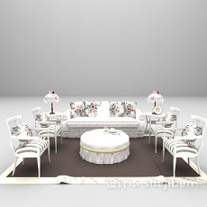 白色组合沙发3d模型下载