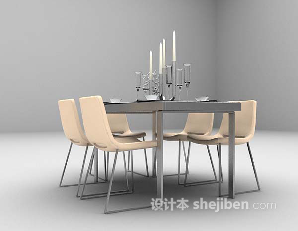 免费现代石材餐桌3d模型下载