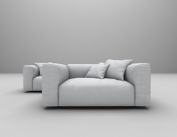 灰色扶手沙发3d模型下载