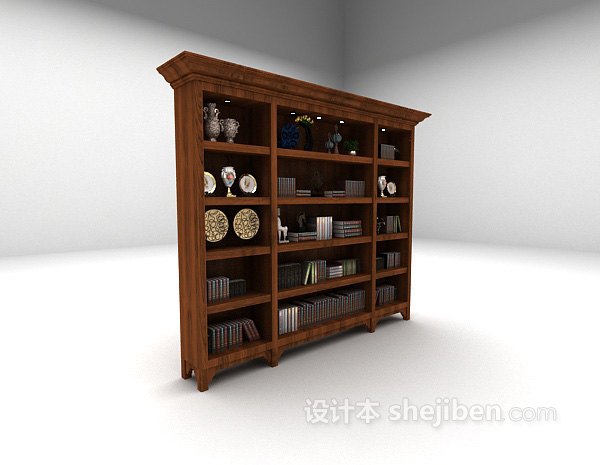 欧式风格欧式实木书柜3d模型下载