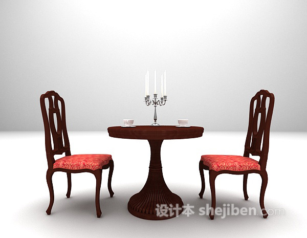 欧式木质餐桌模型下载
