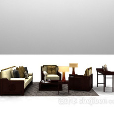 中式沙发椅组合3d模型下载