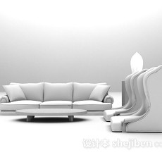 白色高背椅组合沙发3d模型下载