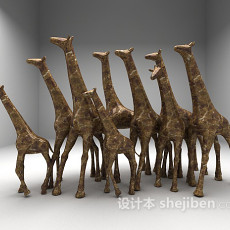 群体长颈鹿3d模型下载