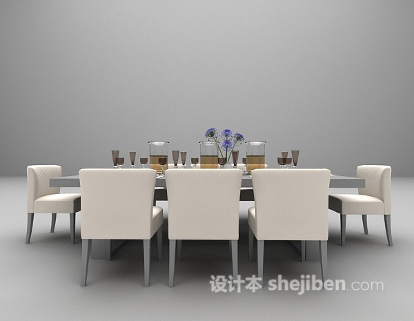 现代棕色餐桌3d模型大全