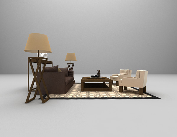 现代中式组合沙发模型