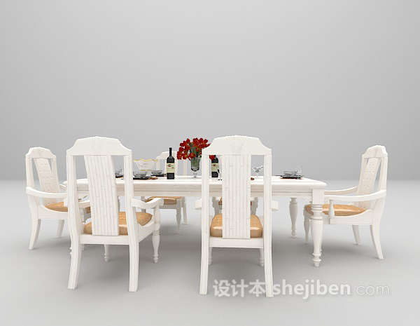 白色餐桌模型大全