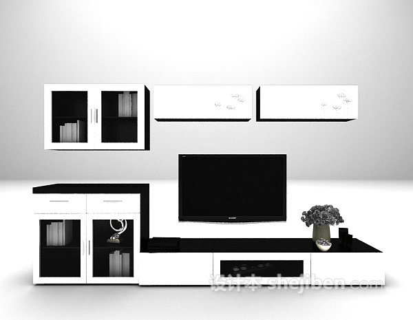白色欧式电视柜3d模型推荐