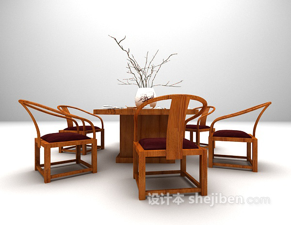 红木餐桌模型下载
