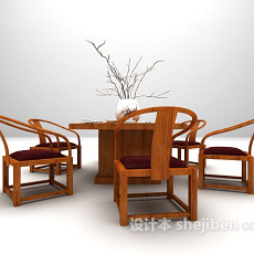 红木餐桌3d模型下载