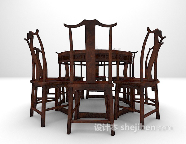 中式桌椅模型免费下载