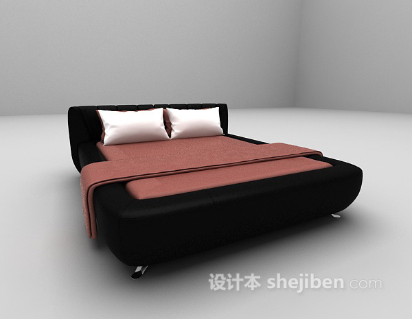 现代风格皮质床3d模型下载