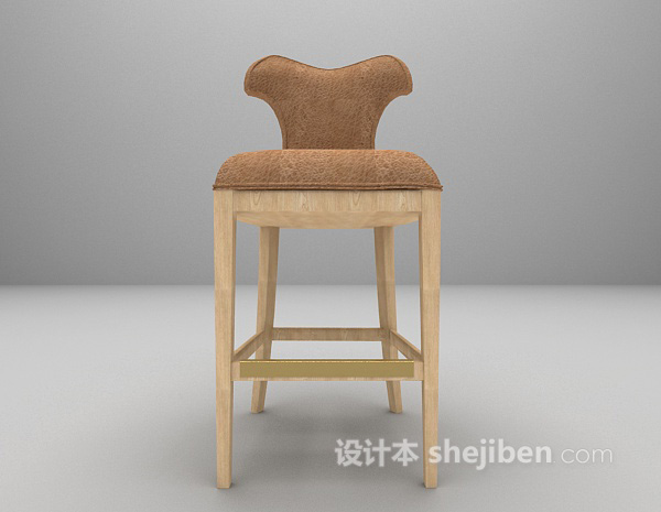 皮质吧台椅3d模型免费下载