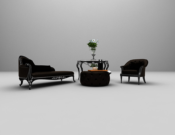 黑色组合沙发3d模型
